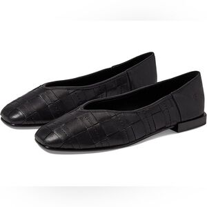 NWOT Frye Claire woven leather ballet flat black flats minimalist chic